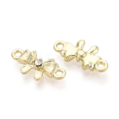 Alloy Crystal Rhinestone Bowknot Links Connector Charms PALLOY-T091-36G-1