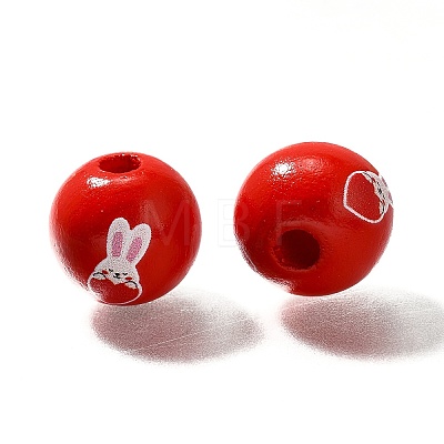 Valentine's Day Element Printed Wood Beads WOOD-R002-01-22-1