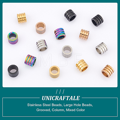 Unicraftale 15Pcs 5 Colors 304 Stainless Steel Beads STAS-UN0046-52-1