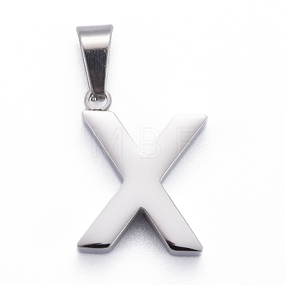 304 Stainless Steel Letter Pendants STAS-H127-X-P-1