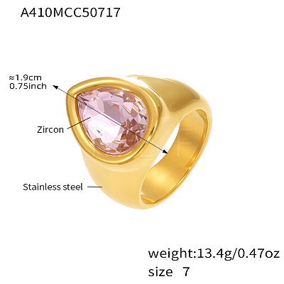 304 Stainless Steel Pave Single Cubic Zirconia Finger Rings WG57617-03-1