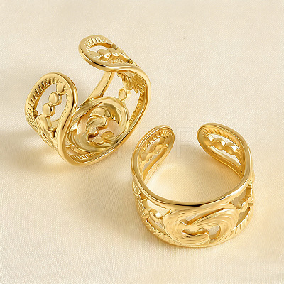 304 Stainless Steel Cuff Open Rings for Women UM3749-2-1