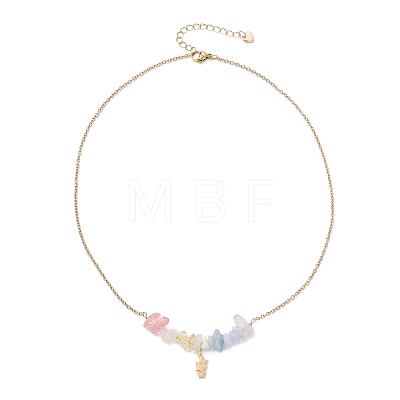 Chakra Gemstone Chip Beads & 304 Stainless Steel Butterfly Pendant Cable Chain Necklaces for Women NJEW-JN05826-1