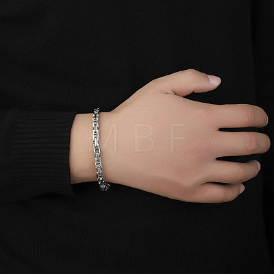 201 Stainless Steel Byzantine Chain Bracelets BJEW-R313-01P-1