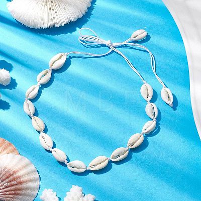Bohemia Natural Cowrie Shell Beaded Necklaces NJEW-JN04784-03-1