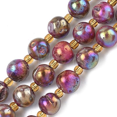 Electroplated Natural Druzy Geode Crystal Beads Strands G-G459-02M-1