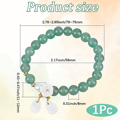 1Pc Natural Green Aventurine & Glass Pearl & Freshwater Shell Beads Charm Bracelets BJEW-BM0001-04-1