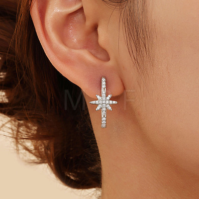 925 Sterling Silver Pave Moissanite Hoop Earrings for Women VF8050-1