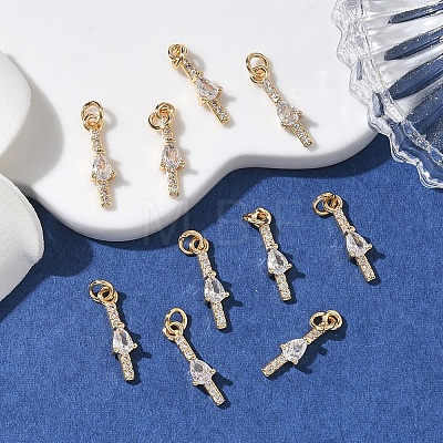 SHEGRACE Brass Micro Pave Cubic Zirconia Pendants XGRQ3D809-512G-1