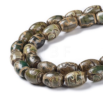 Tibetan Style dZi Beads Strands TDZI-E005-01B-1