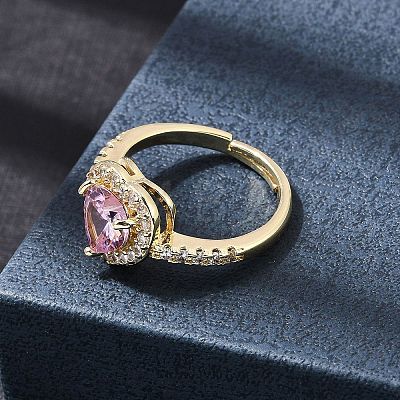 Brass Micro Pave Cubic Zirconia Cuff Open Rings CU-CBA5C10-04G-1