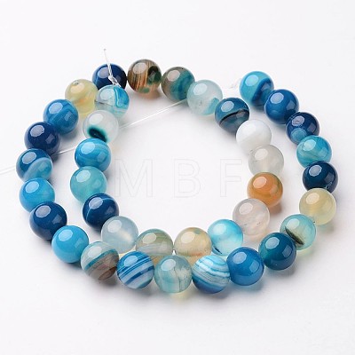 Natural Striped Agate/Banded Agate Beads Strands G-D845-01E-6mm-1