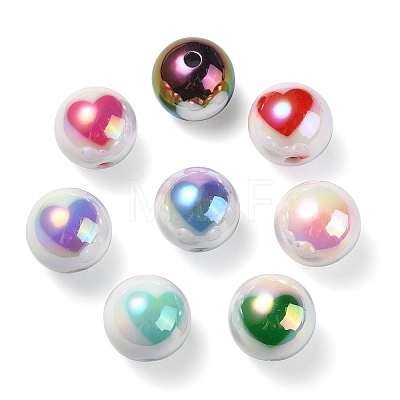UV Plating Rainbow Iridescent Acrylic Beads X1-OACR-F004-09-1