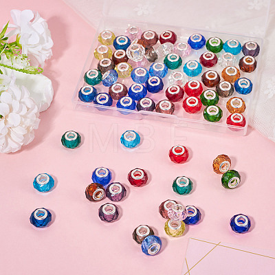 68Pcs 17 Colors Transparent Glass European Beads GPDL-SW0001-02-1