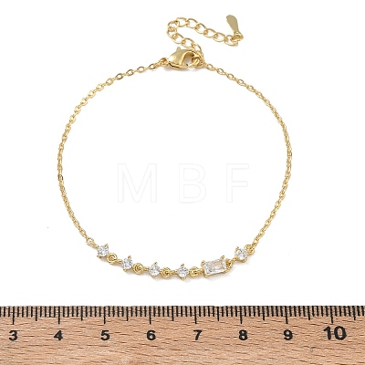 Brass Micro Pave Clear Cubic Zirconia Link Bracelets BJEW-E114-01C-G-1