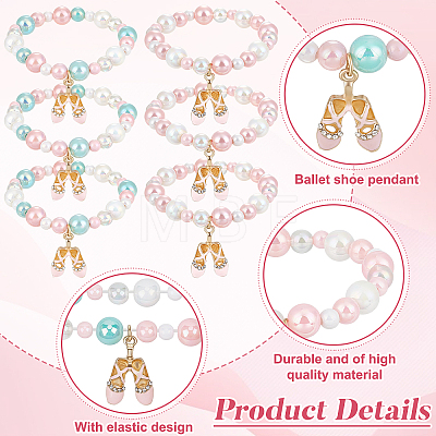 16Pcs 2 Styles Acrylic Bead Bracelets BJEW-GO00007-1