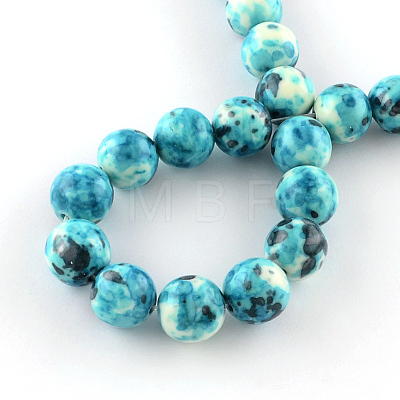 Dyed Natural Ocean White Jade Round Bead Strands G-R295-6mm-04-1