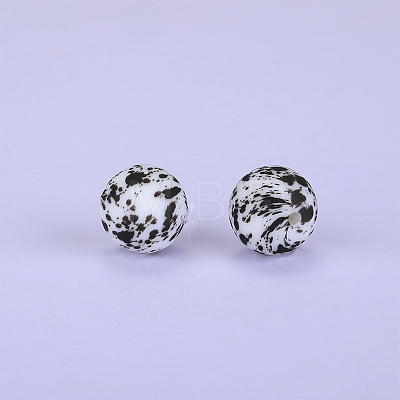 Printed Round Silicone Focal Beads SI-JX0056A-182-1