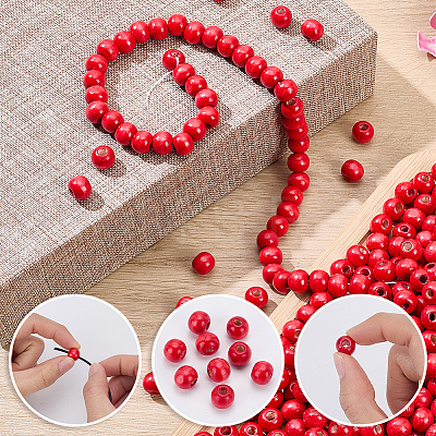 600Pcs Dyed Natural Wood Beads COCO-SC0002-39B-1