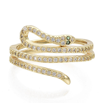 Brass Micro Pave Cubic Zirconia Cuff Rings RJEW-S044-068-NF-1