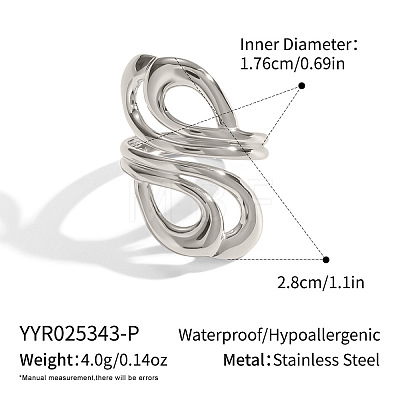 Adjustable 304 Stainless Steel Open Cuff Rings for Women LS-SZ1207-4-1