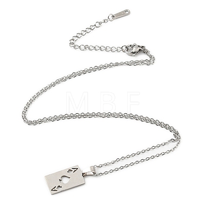 Non-Tarnish 201 Stainless Steel Playing Card Pendant Necklace with Cable Chains NJEW-Q317-25P-1