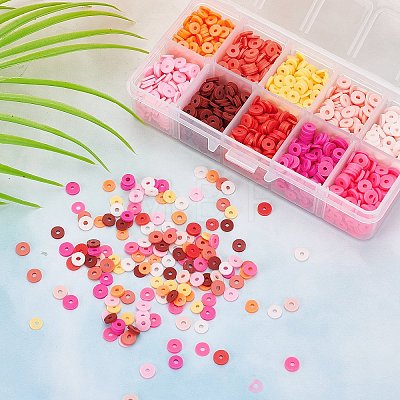 SUNNYCLUE 2700Pcs 10 Colors Flat Round Eco-Friendly Handmade Polymer Clay Beads CLAY-SC0001-33A-1