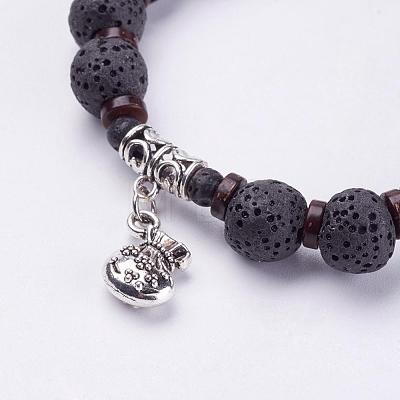 Natural Lava Rock Beads Stretch Bracelets BJEW-G567-26-1