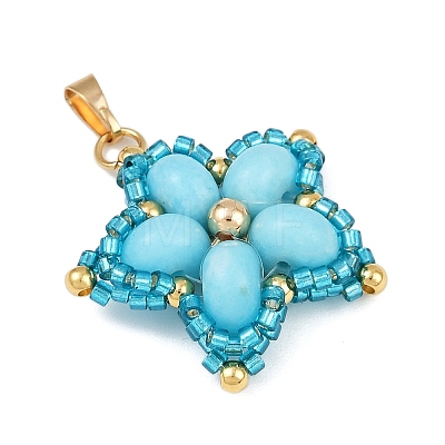 Handmade Glass Seed Beaded & Synthetic Dyed Imperial Jasper Beads Pendants PALLOY-MZ00751-01-1