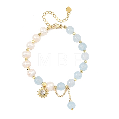 Dyed Natural Quartz Round and Potato Pearl Beaded Bracelets BJEW-JB14466-1