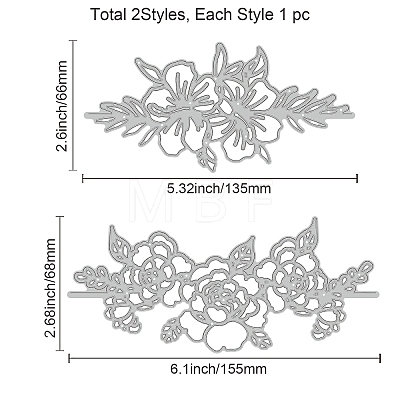 2Pcs 2 Styles Carbon Steel Cutting Dies Stencils DIY-WH0309-842-1