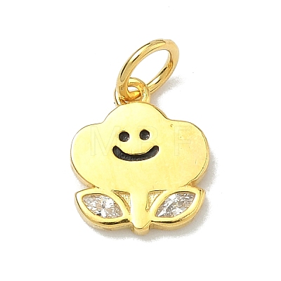 925 Sterling Silver Pave Clear Cubic Zirconia Smiling Face Cloud Flower Charms STER-A051-03G-1