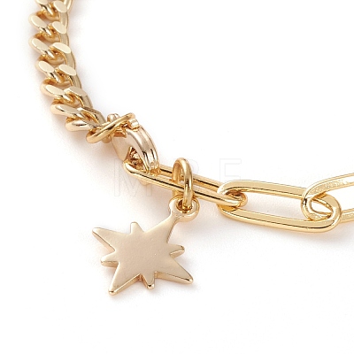 Brass Star Charm Bracelets BJEW-JB05830-02-1