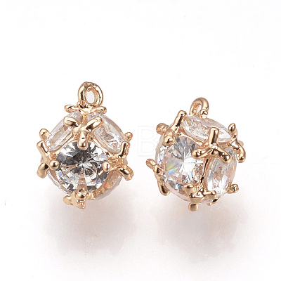 Brass Cubic Zirconia Charms ZIRC-T003-20KC-1