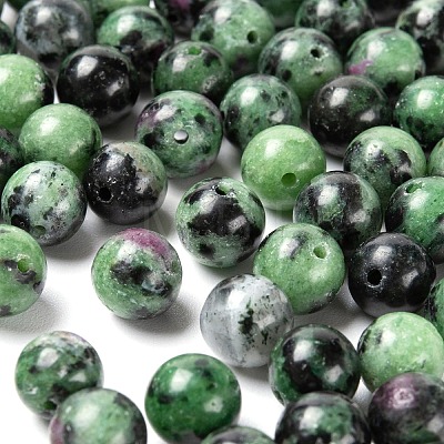 100Pcs 8mm Natural Ruby in Zoisite Round Beads DIY-LS0002-05-1
