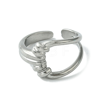 304 Stainless Steel Open Cuff Ring RJEW-L110-029P-1