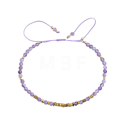 Adjustable Natural Amethyst Bead Braided Bracelets QC4943-5-1