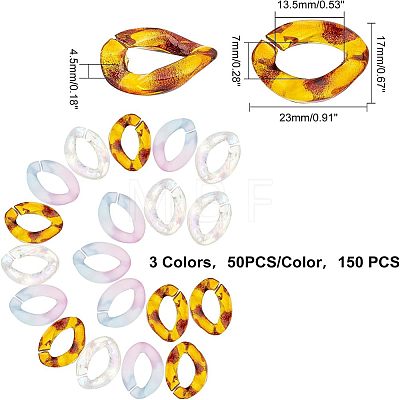 150Pcs 3 Colors Transparent Acrylic Linking Rings OACR-FH0001-029-1