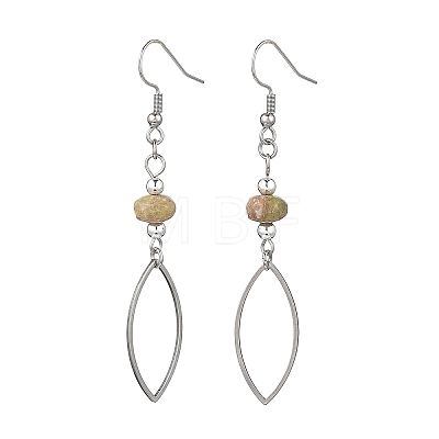 Natural Mixed Stone Horse Eye Dangle Earrings EJEW-JE06814-1