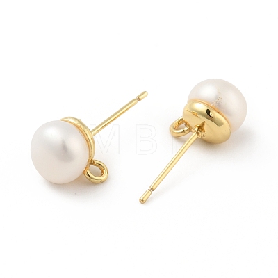 Natural Pearl Stud Earrings Findings KK-B059-33G-1