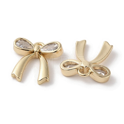 Brass Micro Pave Clear Cubic Zirconia Charms X-KK-G491-29G-1
