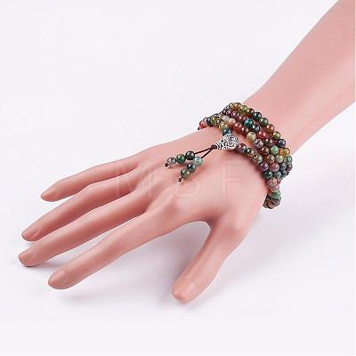 Natural Indian Agate Wrap Bracelets BJEW-JB02890-1