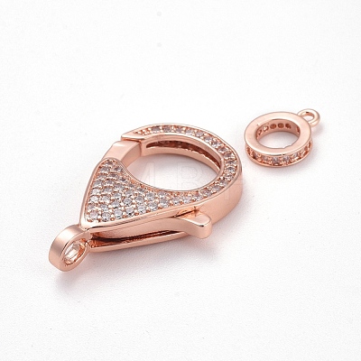 Brass Micro Pave Cubic Zirconia Lobster Claw Clasps ZIRC-K081-95RG-02-1