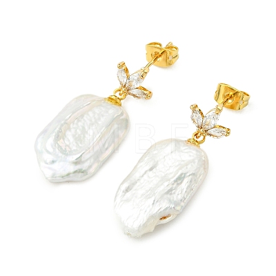 Brass Micro Pave Cubic Zirconia Stud Dangle Earrings for Women EJEW-JE07279-1