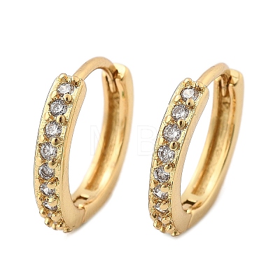 Clear Cubic Zirconia Huggie Hoop Earrings EJEW-L231-41G-01-1