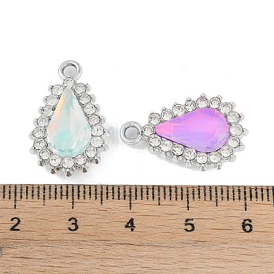 UV Plating Alloy with Mixed Color Glass Rhinestone Pendants FIND-M018-39P-1