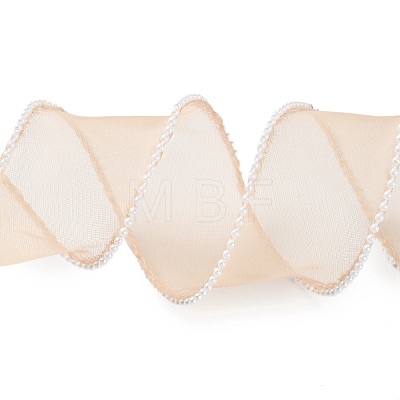 5 Yards ABS Pearl Edged Mesh Ribbon for Bowknot Making OCOR-B004-01A-04-1