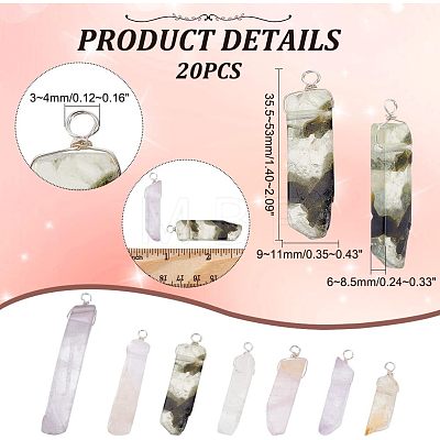 20Pcs Natural Mixed Quartz Pendants FIND-HY0001-27-1