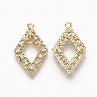 Brass Micro Pave Clear Cubic Zirconia Links ZIRC-Q021-057G-NF-1