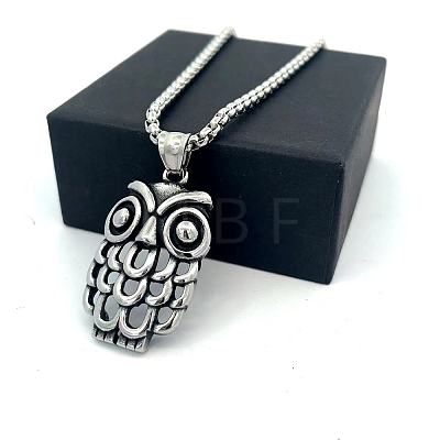 Vintage Gothic Owl Pendant 304 Stainless Steel Men’s Necklaces II3155-1